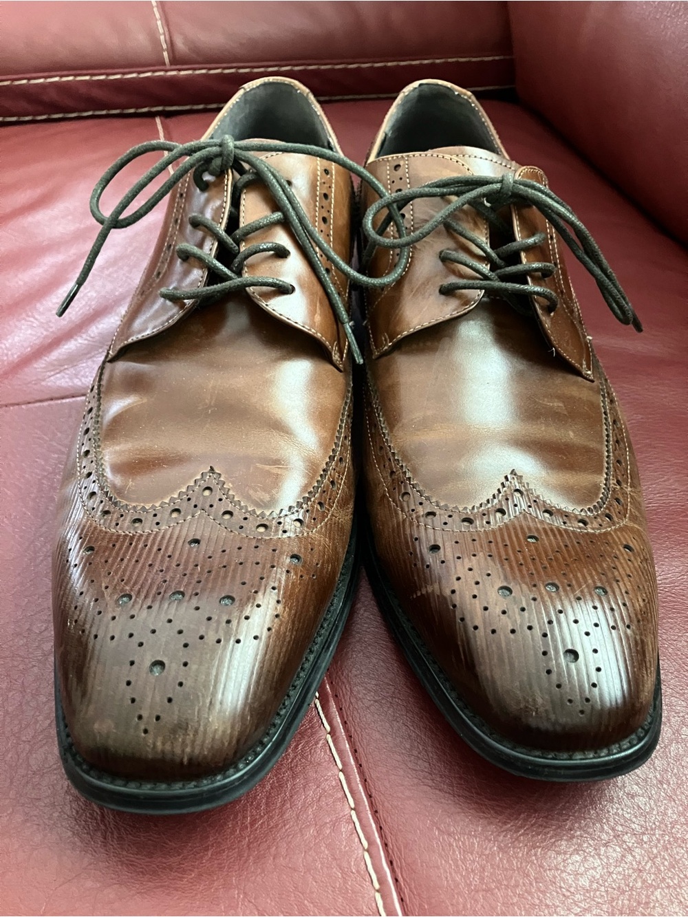 Kenneth Cole Brown Brogue Leather Oxfords size 10.5M